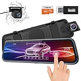 【Full HD 1080P Cámara & 10 Pulgadas Pantalla Táctil】Con una pantalla táctil IPS HD de alta sensibilidad de 10 pulgadas, todos los ajustes pueden operarse en la pantalla táctil con el dedo, es muy conveniente y rápido. Pantalla grande de 10 pulgadas, trae una gran experiencia visual para el conductor.