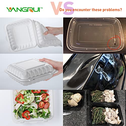 Yangrui To Go Containers, Shrink Wrap Biodegradable 55 Pack 8 Inch Meal Prep Container Bpa Free Microwave Freezer Safe Plastic Hinged Clamshell Take Out Containers #TOP3