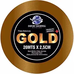 Fita Protese Capilar 20m Larga 2,54cm Amarela Dupla Face Não Derrete