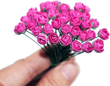 45 pcs Tiny Artificial Roses Mixed Pink Shade Mulberry Paper Flower Flower Wedding Scrapbooking Pink 0.25-in/0.5-cm.