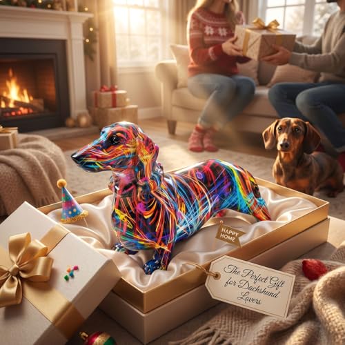 Figura colorida de perro salchicha con diseño graffiti miniatura 7