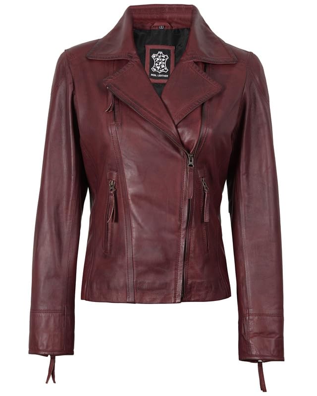 Image of Blingsoul Womens Real Leather Jacket - Asymmetrical Leather Jackets for Women