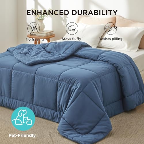 Bedsure Comforter Duvet Insert - Quilted Comforters King Size, All Season Duvet, GentleSoft Down Alternative Bedding, with 8 Tabs, Gifts for Women/Men, Dark Slate Blue, King 90 x 102 Inches by Bedsure - Image 8