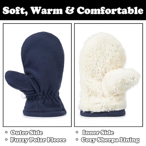 Toddler Mittens Sherpa Lined Fleece Gloves Winter Warm Easy-On Kids Winter Outdoor Mittens for Boys Girls3