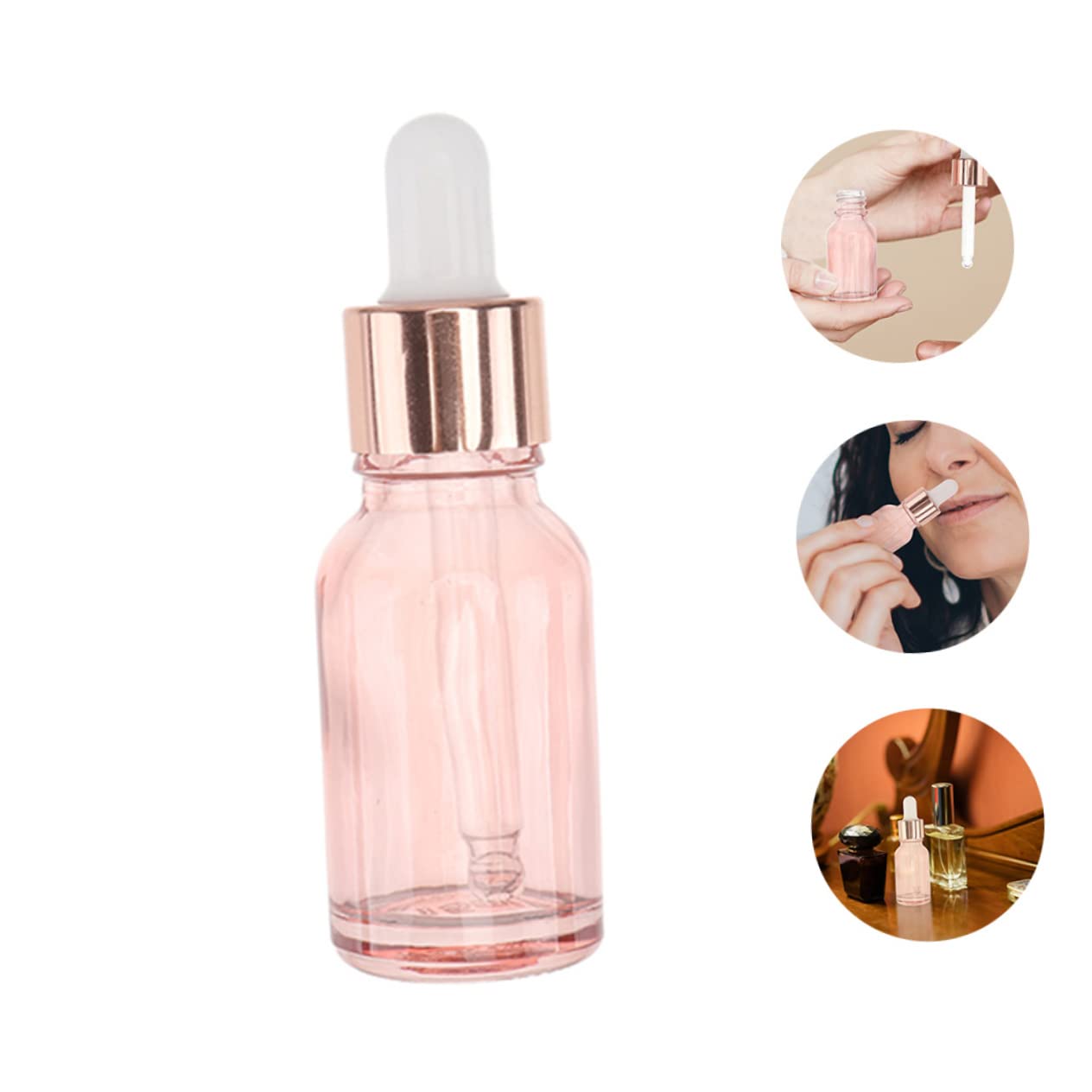 WOONEKY 8 Pack Essential Oil Bottles Subtle Pink Tinted Glass Dropper Bottles for Essential Oils and Perfumes