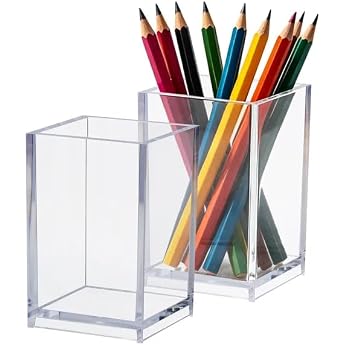 Dezzer Klarer Acryl Stifthalter Make up B rstenhalter Bleistifthalter f r Desktop Briefpapier Organizer 2 Pack Clear Pen Cup f r Schreibtisch Zubeh r Schule Hauslieferungen