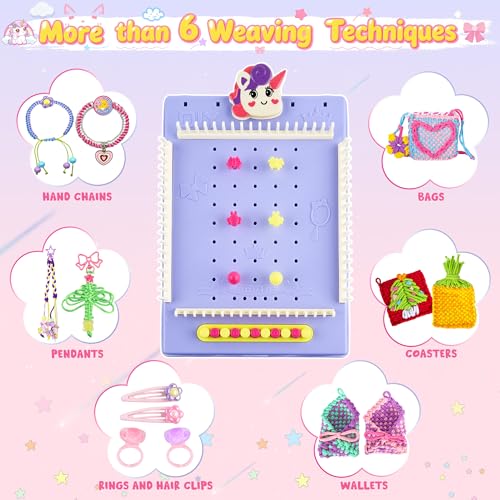 Nicella Weaving Loom Kit, Craft Kits for Kids, 400 PCS Friendship Bracelet Making Kit for Girls, Pot Holders Weaving, Age 6-12 Year Old Girls Gifts, Bracelet Coaster Bag Weaving Making kit by Nicella - Used condition - Image 2