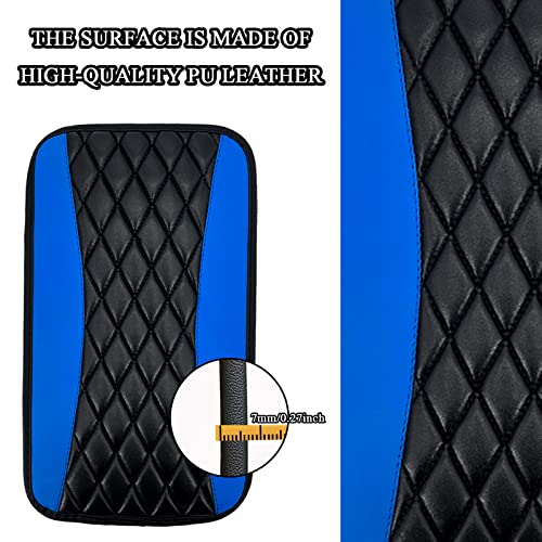 Tobenbone Car Center Console Pad, Leather Waterproof Armrest Seat Box Cover Pad Protector, Comfortable Car Interior Accessories For Most Cars, Trucks, Suvs (Blue) #TOP2