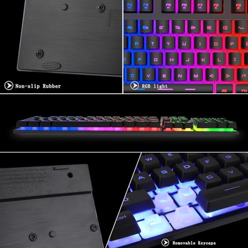 Image of BlueFinger RGB Gaming Keyboard and Backlit Mouse Combo, USB Wired, LED Gaming Set for Laptop PC Computer Game and Work