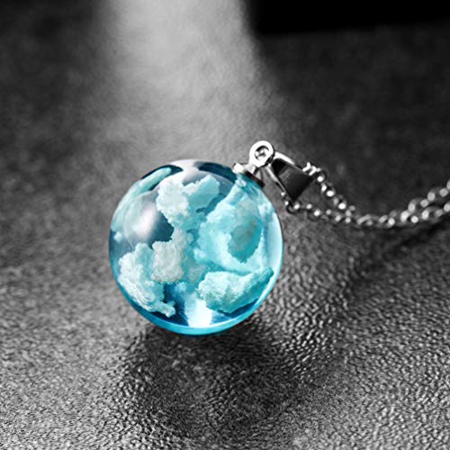 KESYOO Céu Azul Nuvem Colar de Resina Resina Transparente Bola Redonda Lágrima Lua Pingente de Colar