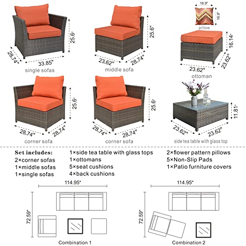 Ovios B07SVNFDCF Patio Furniture Set 6 Pcs Outdoor Furniture Conversation Set Pe Rattan Wicker Sectional thumb #4