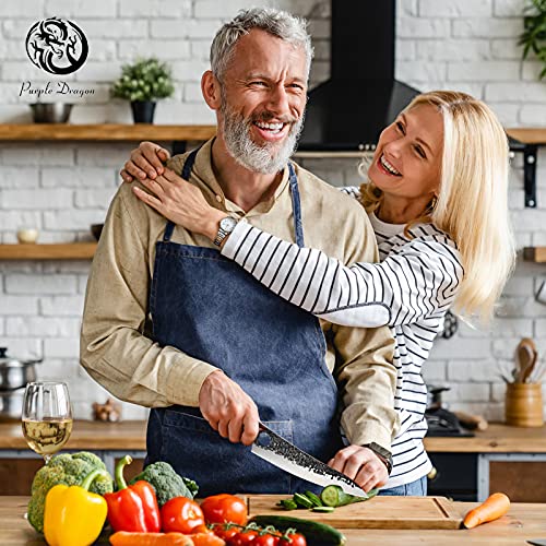 Purple Dragon Hand Forged Kitchen Knife 8 Inch Meat Butcher Full Tang Chef Knives High Carbon Steel Sharp Meat Cleaver Boning Knife With Gift Box For Slicing Fish Cutting Meat Bbq #TOP6