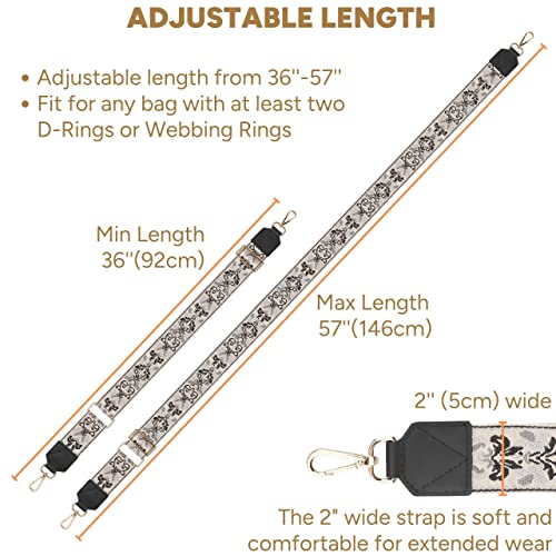 Image of BAKKO Crossbody Strap Top Grain Leather Ends Gold Metal Hardware 2 inch Wide Shoulder Strap Replacement fits Handbags Purses Messenger Duffel Bags Gold Metal Hardware Adjustable Length from 36 inch-57 inch