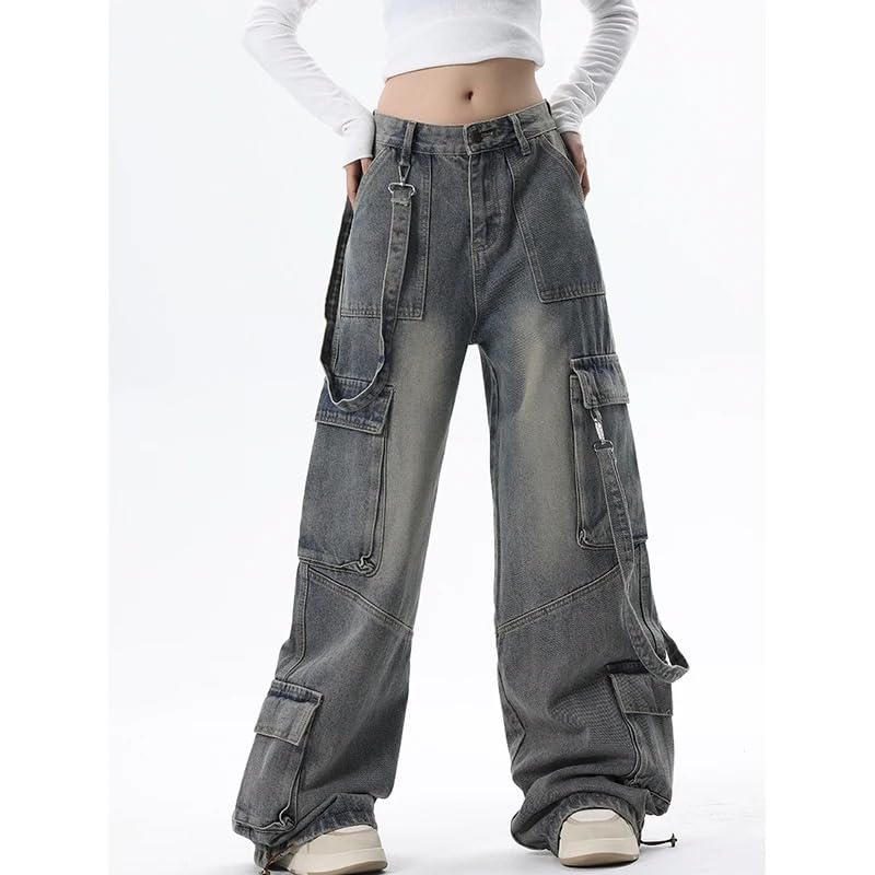 Vintage Aesthetic Cargo Pants Women Y2K Clothing Multi-Pocket Baggy Jeans Fairy Grunge Clothes Alt Emo Streetwear2