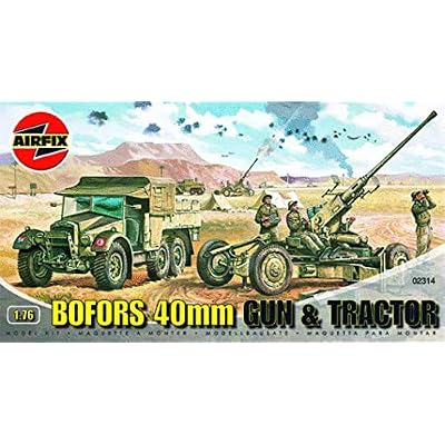 Airfix Vintage Classics Set - A02314V Bofors 40mm Gun & Tractor - Plastic Model Motor Vehicle Kits for Adults & Children 14+, Set Includes 107 Pieces, Sprues & Decals - 1:76 Scale Model Vehicle Set