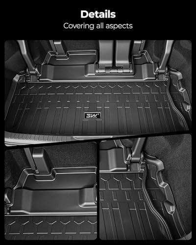 3W Cargo Liner Fit Toyota Sienna 2021 2022 2023 2024 2025 2026, TPE All Weather Heavy Duty Odorless Custom Fit Trunk Mat for Sienna 7 Seat & 8 Seat Car Accessories Cargo Mat(w/o Spare tire), Black - 2