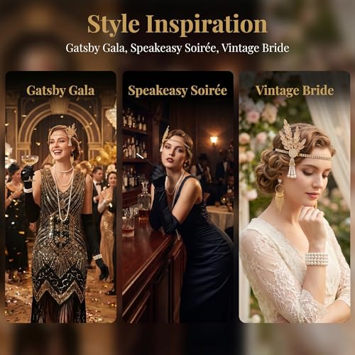 Image of Hiceeden 1920s Flapper Accessories Set, Roaring 20s Great Gatsby Costume
