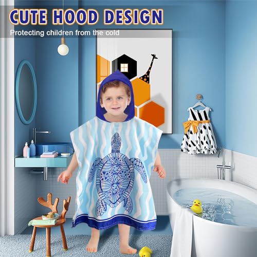 Badeponcho Kinder mit Kapuze, Mikrofaser Poncho Strandtuch, Handtuch Poncho für Mädchen und Jungen 2-8 Jahre (Meerjungfrau)