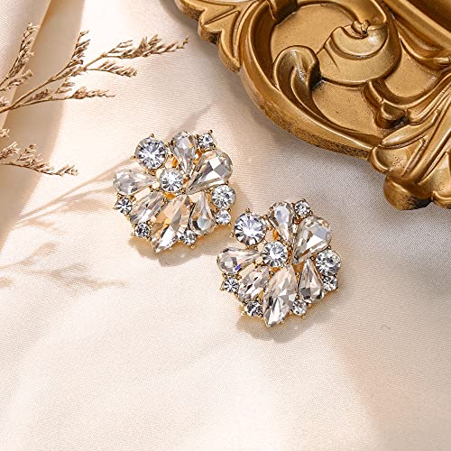 Aretes Florales Clip-on con Cristales para Mujer miniatura 4