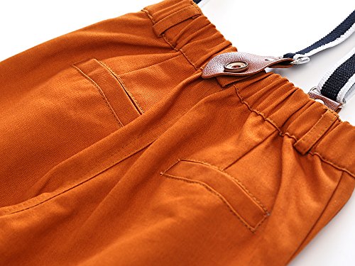 Kimocat Baby Boy Casual Suit 2Pcs Cotton Long Sleeve Plaid Button-Down Shirt Pant With Suspenders Outfits Clothes Set (6/12M) #TOP5