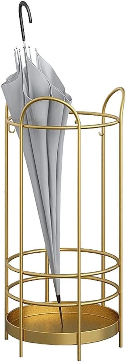 Umbrella Stand with Drip Tray for Entryway and Patio Free Standing Umbrella Rack Holder Gold Finish (27cm x 60cm)