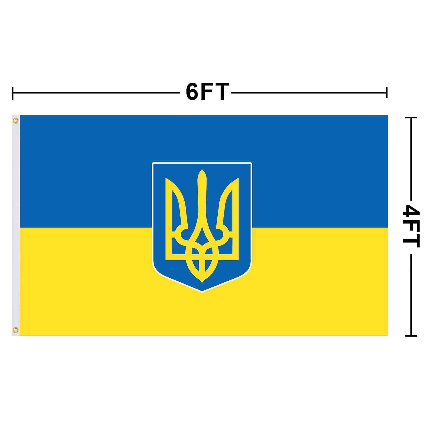 AGAS Ukraine Flag 12x18 Inches - 100% Polyester, Double Stitched, 24" Wooden Pole With Gold Spear Top - View #12
