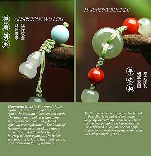 Feng Shui Wealth Healing Crystal Jade 9A Hetian Nephrite Jade Bracelet Dewy Moss Green Rare Chakra Gems Wu Lou/Gourd Harmony Buckle Ancient Coin Calabash Charm Prosperity Wealth Longevity3