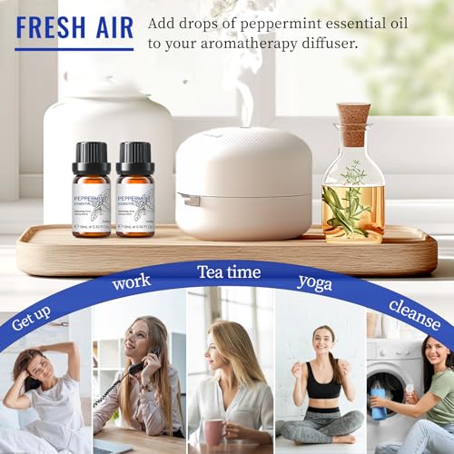 Image of HIQILI 0.33 Fl Oz Peppermint Oil for Home Spray, Diffuser, Indoors, Outdoors, Garden, Yard, 100% Pure Natural Essential Oils, Portable -10ml