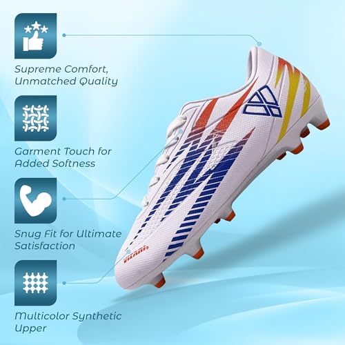 Vizari Bodega Firm Ground Youth Soccer Cleats for Boys/Girls | Premium Material Soccer Shoes for Comfort and Enhanced Performance | Multicolored Kids Football Cleats2