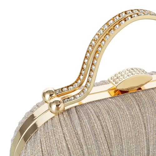 Image of Simcat Women Gold Clutch Purses Glitter Evening Handbag Pleated Evening Bag for Lady Formal Bridal Wedding Prom
