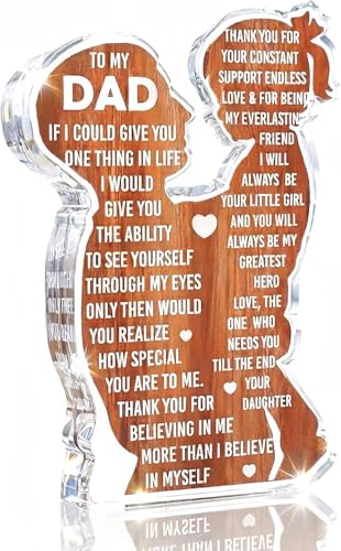Dad Gifts from Daughter Dad Birthday Gift from Daughter - Christmas Best Dad Ever Gifts Idea Daddy Bpnus New Dad Gift Father's Day Valentines Easter Desk Decor Acrylic Plaque Sign