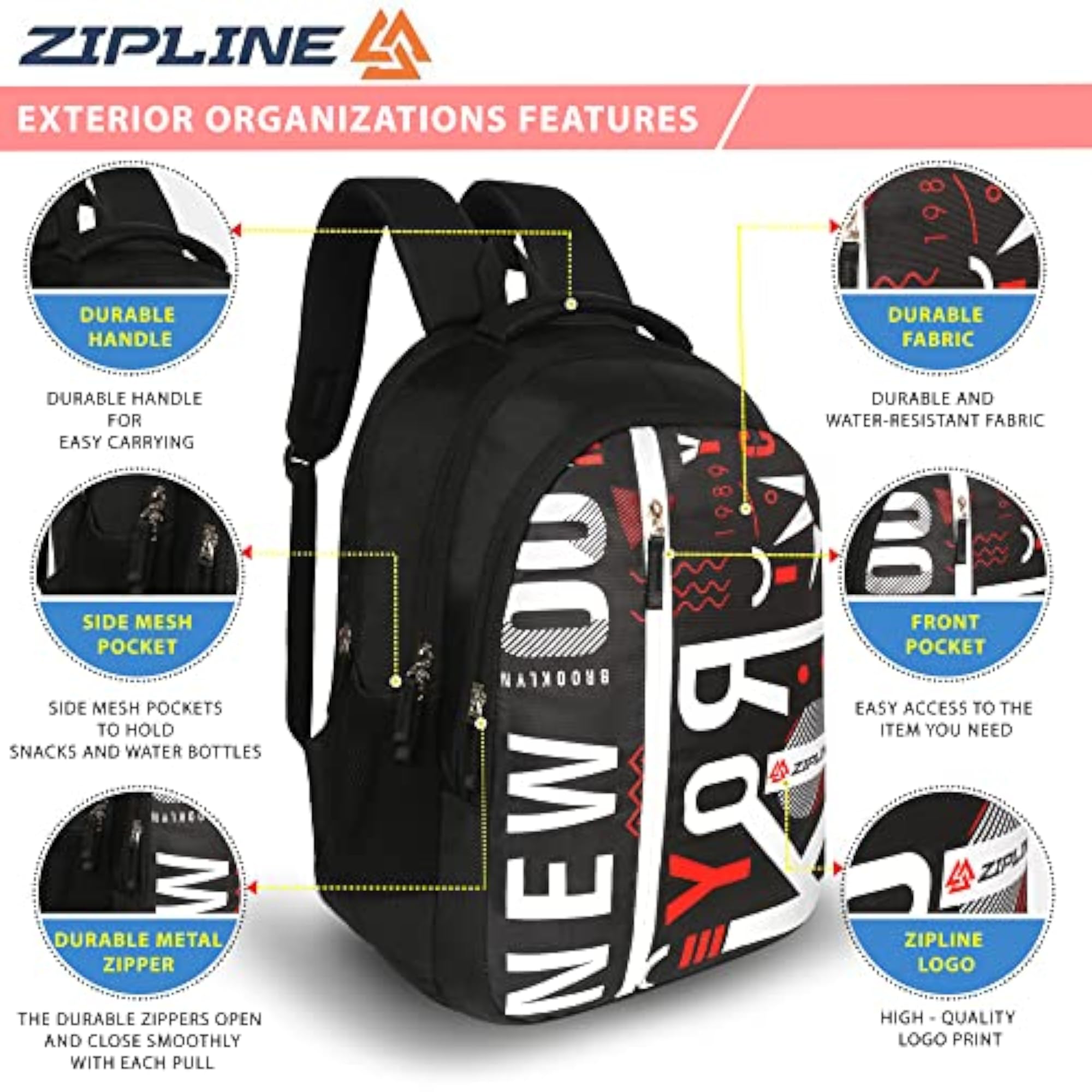 Water Resistant Casual Backpack for Boys & Girls, 35L