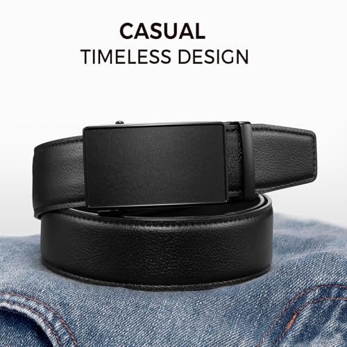Image of Zitahli Belt Men,Leather Ratchet Belt for Men Dress Casual Every Day with Adjustable Buckle,Trim to Fit For Gift