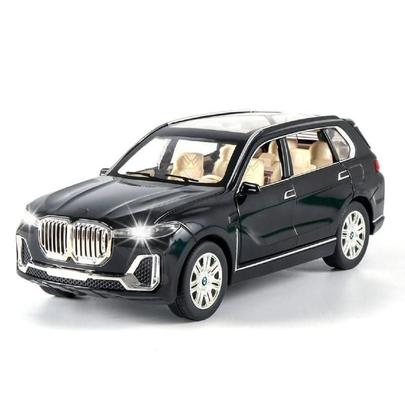 Image of 1:24 B-M-W X7 Diecast Metal Pull Back Car with 6 Openable Doors with Sound and Light Toy Decoration car Best Gift Toys for Kids (1:24 B-M-W X7 - Black)