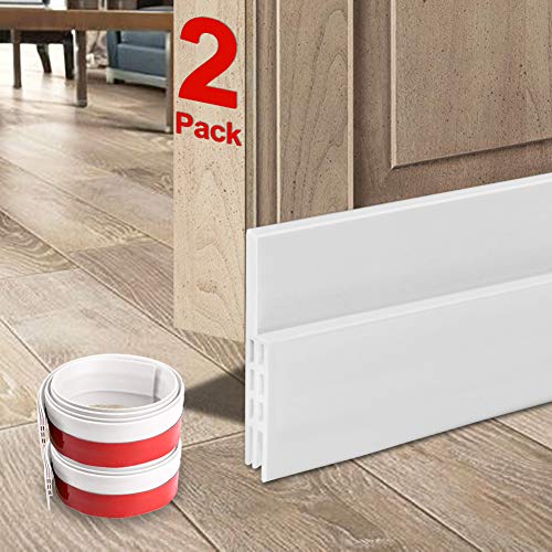 Door Draft Stopper 2 Pack Under Door Seal for Exterior/Interior Doors, Door Sweep Strip Under Door Draft Blocker, Soundproof Door Bottom Weather Stripping, 2