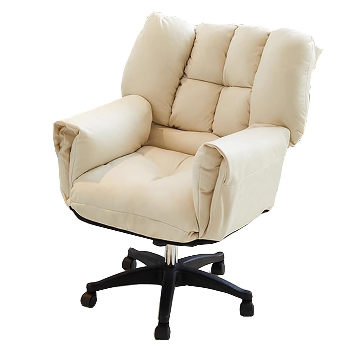 HTTGDGDH Adjustable High Back Executive Office Chair Recliner Swivel Lazy Sofa With Soft Armrests & Padded Backrest Ergonomic Design For Comfort,Beige-A