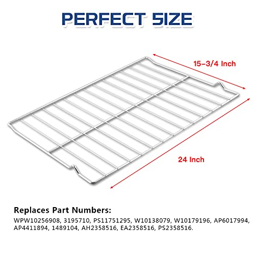 [Upgraded] 2Pcs Range Oven Rack W10256908 for Whirlpool/Jenn-Air Range, Replaces W10138079, 3195710, W10179196, 24 x 15-3/4 Inches - Thumbnail 4