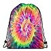 Produktbild OPLKJ Kordelzug Rucksack Tasche, Rainbow Tie Dye Wasserdichte Sporttasche Sportrucksack für Männer Frauen Camping Wandern Schwimmen Einkaufen Wandern Travel Beach