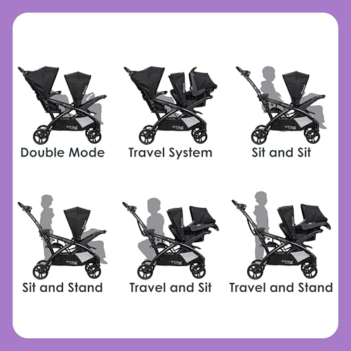 Image of Baby Trend Sit N' Stand Double 2.0 Stroller, Madrid Black