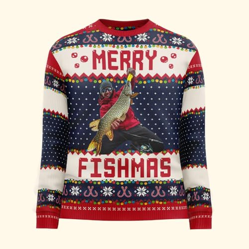 Custom Photo Fishing Xmas Sweaters for Men, Personalized Fisherman Ugly Christmas Sweater 2025, Fishermen Dad Grandpa Ugly Sweater, Merry Fishmas Gift For Fishing Lovers, Fishermen Gifts for Dad4