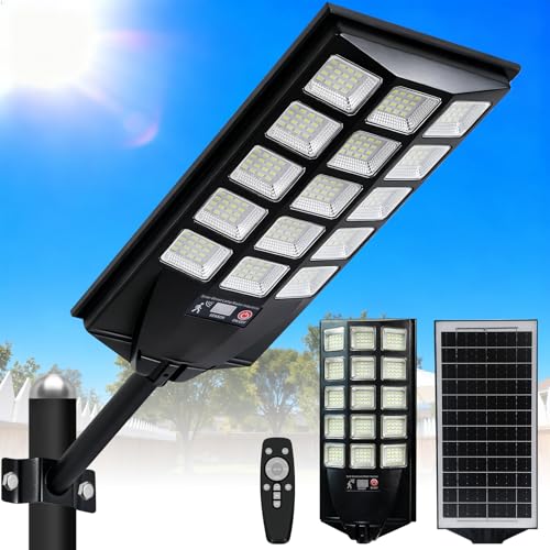 Jercoda Solar Street Lights Outdoor, High Lumen Security LED Light, 1 Pack