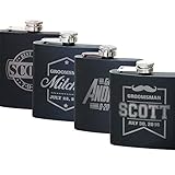 Personalized Black Matte Flask - Wedding Groomsmen - Custom Engraved and Monogrammed