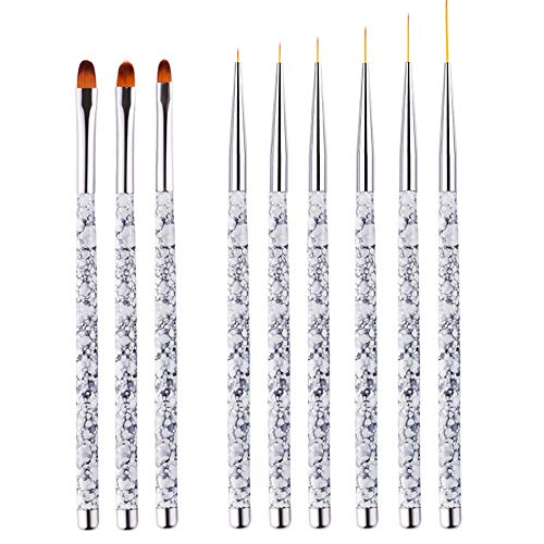 Nail Detail Brush Set Nail Art Brushes for Design Long Lines Drawing Stripes UV Gel Painting 9 Pieces