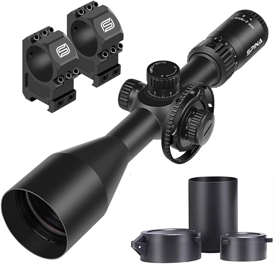 SPINA OPTICS HD 2-16x56 FFP First Focal Plane Scope Side Parallax 1/10 MIL Tactical Hunting Riflescope