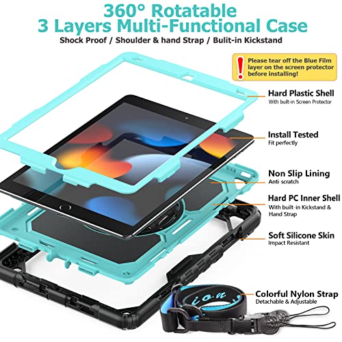 Coque iPad 10.2 Anti-Chute Résistante Écran Protégé avec Bandoulière