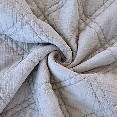 Evenhug Stone Washed Cotton Quilt Set Solid Color | Ruffle Edges Shabby Chic Bed Coverlet With Pillow Sham | Minimalist Diamond Stitched Bedspread For Bed Cover All Seasons (Grey, Queen) #TOP5