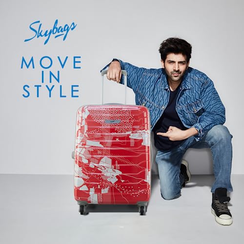 Skybags-Trooper-55-Cms-Small-Cabin-Polycarbonate-Hard-Sided-4-Spinner-Wheels-LuggageSuitcaseTrolley-Bag-Red-and-White