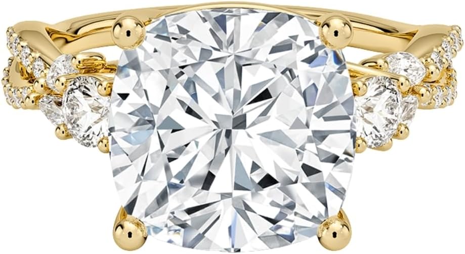 1-5 Carat Cushion Cut Moissanite Engagement Ring for Women, E-F Colorless VVS1 Cushion Cut Moissanite Vine Twisted Infinity Band, Solid 10k/14k/18k Gold or 925 Sterling Silver, Bridal Christmas Promise vintage styles Ring