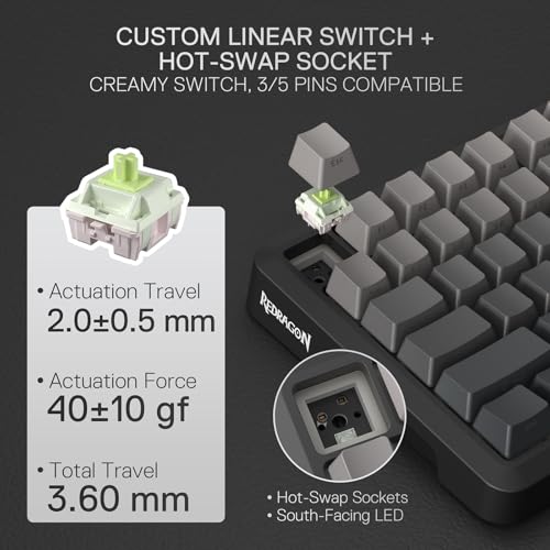 Image of Redragon K724 PRO Wireless Gasket Gaming Keyboard w /Hype 1.14'' TFT Screen & Knob, 81-Key 75% Mechanical Keyboard, 5-Layer Noise Dampening, Hot-Swap South-Facing RGB Socket, Gradient PBT Keycaps