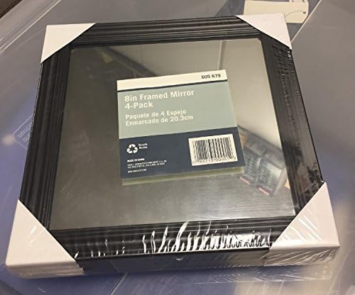 8 in. x 8 in. Square Framed Mirror in Black (Set of 4)